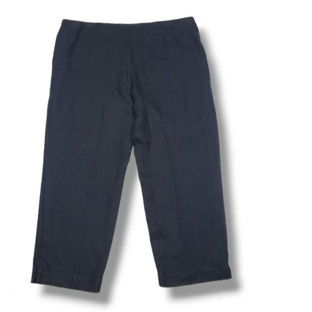 J Jill Love Linen High Rise Pull On Cropped Pants Navy Size Medium NWOT